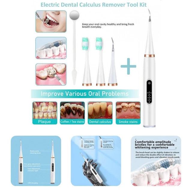 1 juego de luz indicador de escalador dental limpieza oral 2 en 1 cálculo dental eléctrico