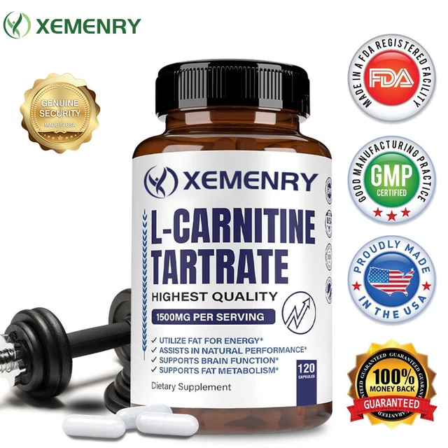 LCARNITINE TARTRATE CAPSULES 1500mg Weight Loss, Fat Burning, Muscle