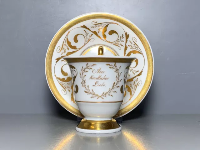 Kpm Berlin Gedeck Tasse Ut Aufschrift Aus Kindlicher Liebe Gold 1.Wahl Um 1810