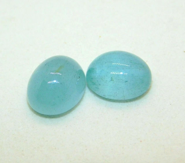 9.60 Cts Natural Milky Santa Maria Blue Aquamarine 11x9 mm Oval Pair Calibrated