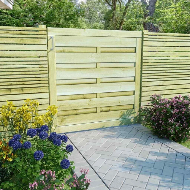 Cancello Giardino In Legno Pino 100x150 Cm | Design Ad Arco | Verde Impregnato | Resistente A Pioggia E Decomposizione