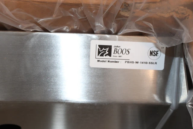 John Boos Left and Right Hand Side Splash Mount Stainless Steel PBHS-W-1410-SSLR