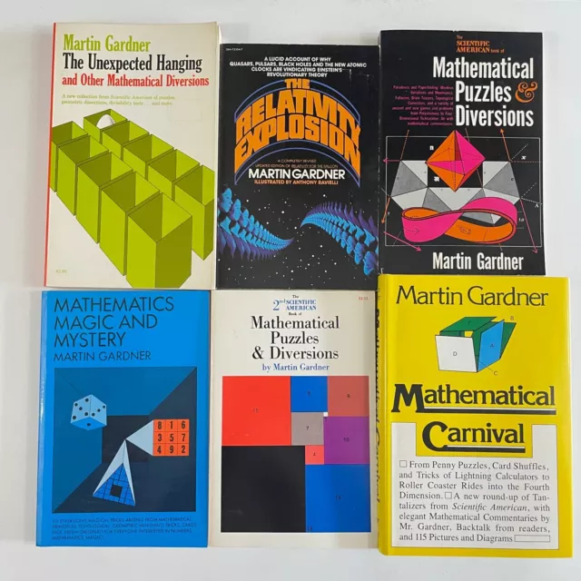 6 MATHEMATICS books by Martin Gardner Puzzles & Diversions Carnival