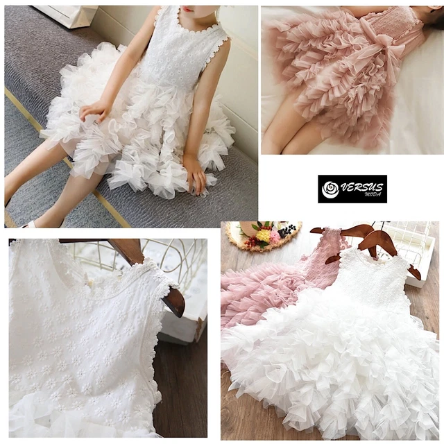 FYMNSI Vestito Da Principessa In Tulle Per Bambina – Con Fiori, Spalline, Lunghezza Al Ginocchio