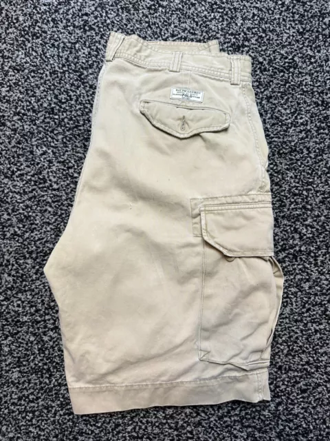 Ralph Lauren Cotton Cargo Combat Shorts Beige W34 Mens