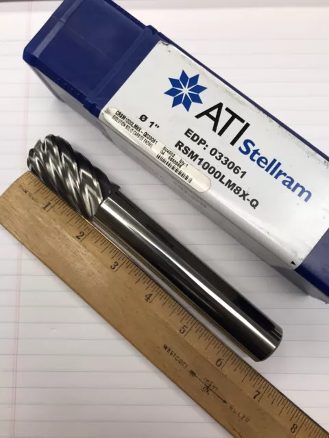 1 pc.  1”  8 FLUTE HP SOLID CARBIDE LONG REACH NCC END MILL W/.250cr. (loc stk)