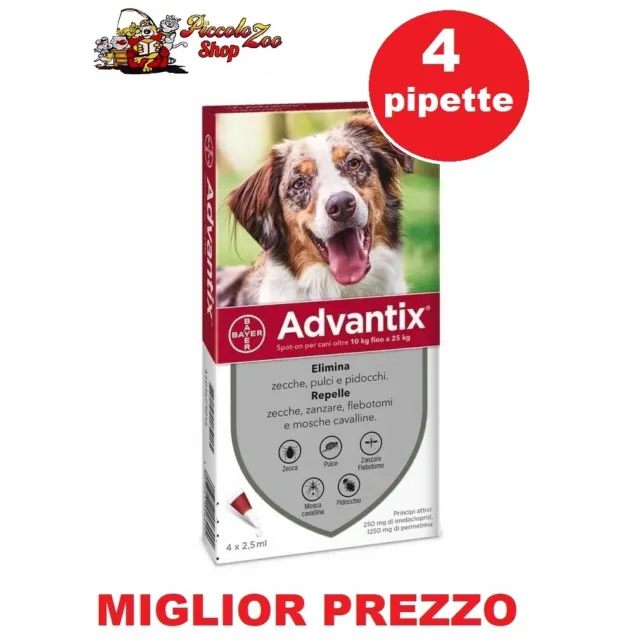 Bayer Advantix 10-25 kg 4 pipette antiparassitario per cani da 10 fino a 25 kg