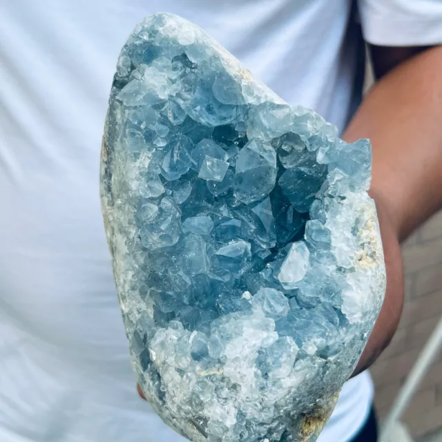 5.5lb Large Natural Blue Celestite Crystal Geode Quartz Cluster Mineral Specimen