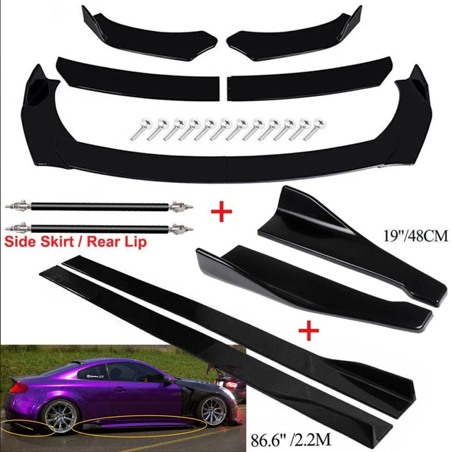 For Infiniti G37 G35 Sedan Front Bumper Spoiler Body Kit+Side Skirt+Rear Black