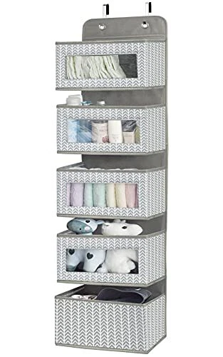 Over the Door Hanging Organizer with 5 Large Pockets - Wall Mount Pantry Stor...