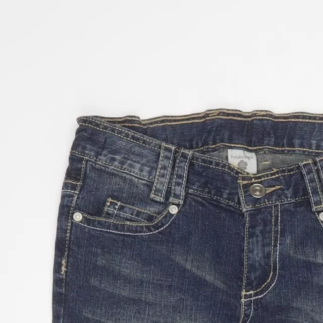 Jeans dritti blu patch zucca per bambina cotone taglia 10 anni cerniera normale 3