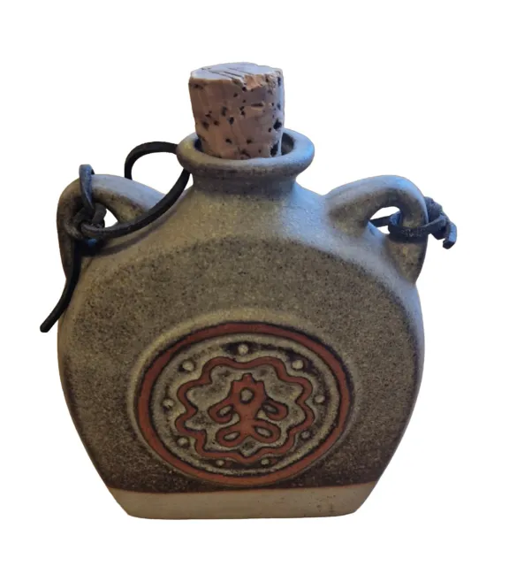 Vintage Tremar Studio Pottery Flask With Cork And Cord.