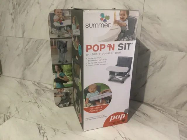 Summer Portable Booster Chair Pop ‘N Sit Gray Booster Seat for Indoor/Outdoor