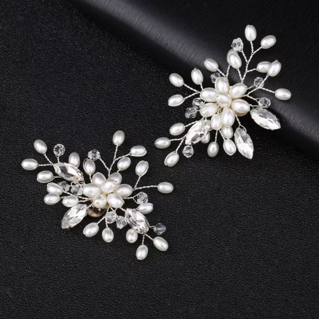 1 Pair Shoe Buckles Pearl Rhinestones Shoe Decor Accessories for Bride Wedding i