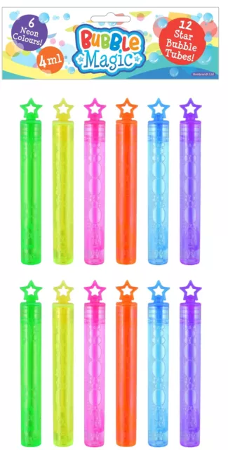 Set of 12 Neon Bubble Wands with Star Topper