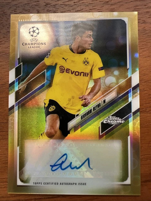 2021 TOPPS CHROME UCL Giovanni Reyna Auto Gold Lava Refractor PSA