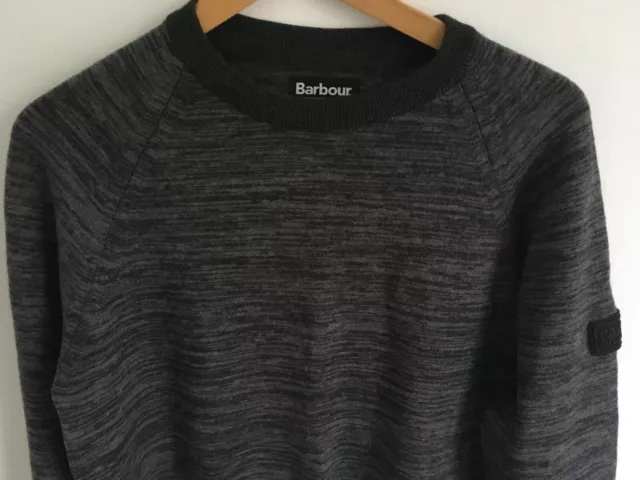 Barbour International Mens S 36-38 Grey Knitted Jumper Sweater Pullover