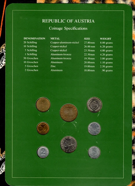 Coin Sets of All Nations Austria UNC 1982-1984 10 Schilling 1982 20 Schilling 84 2
