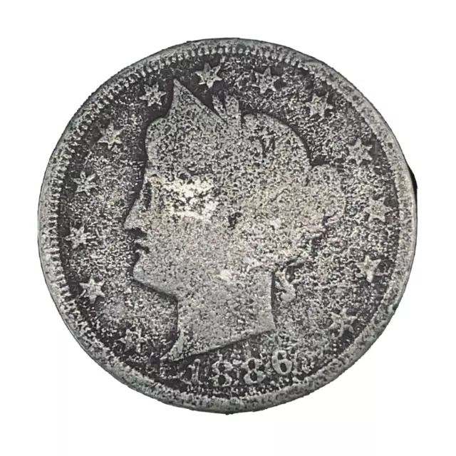 Key Date : 1886 Liberty Head Nickel 5c US Coin - Circulated.