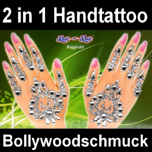 Indische Hand Sticker Handschmuck Strass Bindis Henna Fasching Karneval