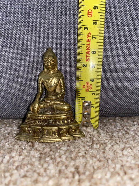 Vintage Small Solid Brass Buddha Figure 6cm High