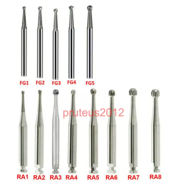 Dental Round Tungsten Carbide Steel Bur Burs For High/Low Speed Handpiece New