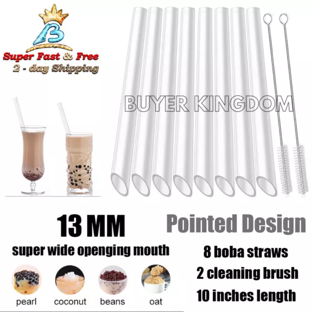 Jumbo Reusable Smoothie Straws Extra Wide Drinking Straw For Milkshake Bobba Tea