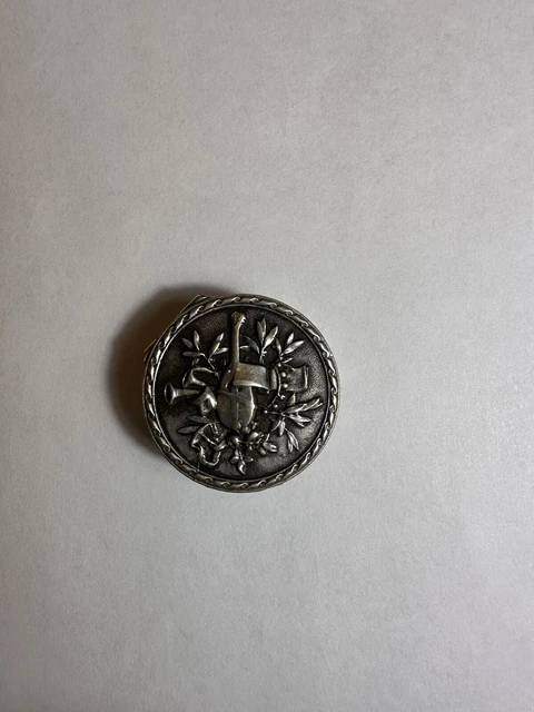 Antique 19th Century German 800 Silver Musical Instrument Theme Pill Box