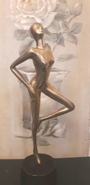 ART DECO Brass  SCULPTURE YOUNG DANCING WOMAN ... 1920s ~ 1930s