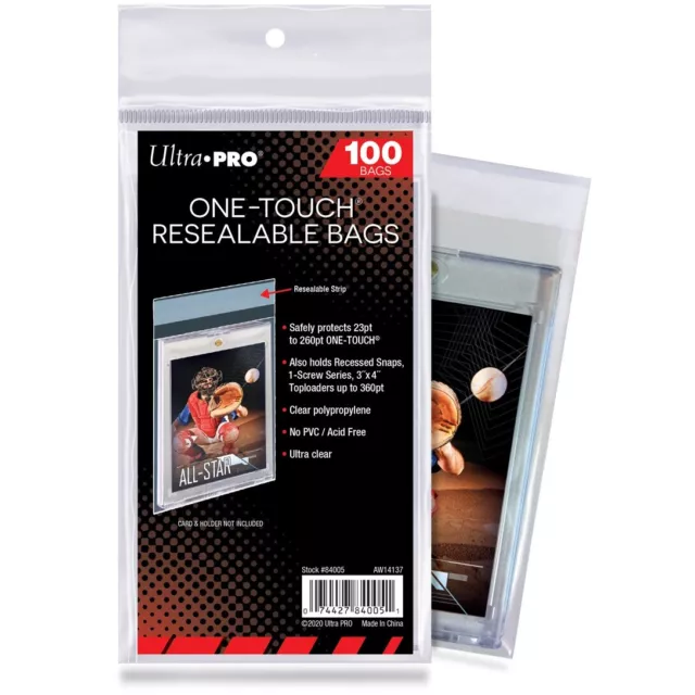 100 Ultra PRO One-Touch Resealable Bags Protectors Magnetic Card Case Sleeves