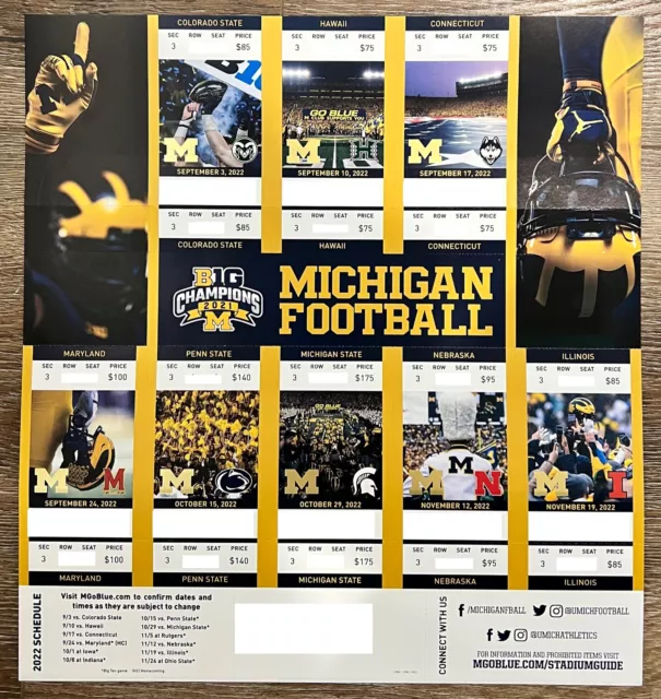 2022 Michigan Wolverines Football Collectible Ticket Stub Choose Any Home Game