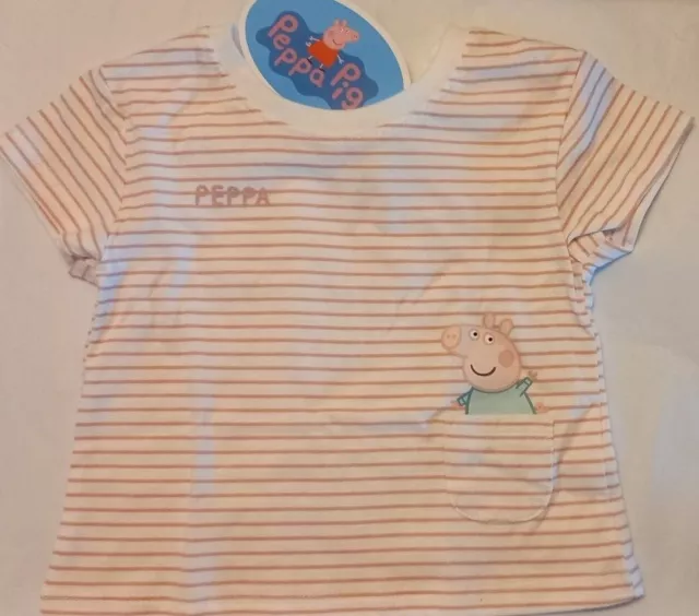 PEPPA PIG Licensed Girl tee t shirt top pink stripe cotton NEW sizes 1 - 6
