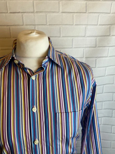 Camicia Charles Tyrwhitt blu a righe grande vestibilità regolare polsino con bottoni