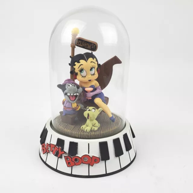 Franklin Mint Betty Boop Bourbon Street Sign Sculpture 1995 w/ Dome Piano Dogs