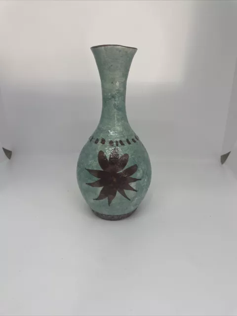 Vintage 70s Studio Pottery Stoneware Ceramic Vase Mid Century Modern Signed