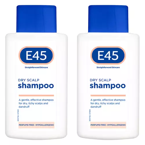 E45 Dermatological Dry Scalp Anti Dandruff Shampoo Hypoallergenic 200 ml x2 Pack