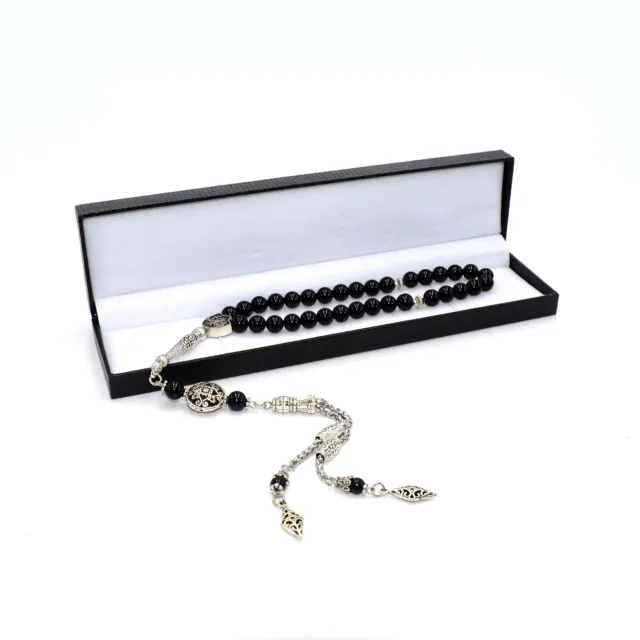 Black Shiny Onyx Stone Prayer Beads (8 mm-33 Beads) Tesbih - Tasbih - Tasbeeh
