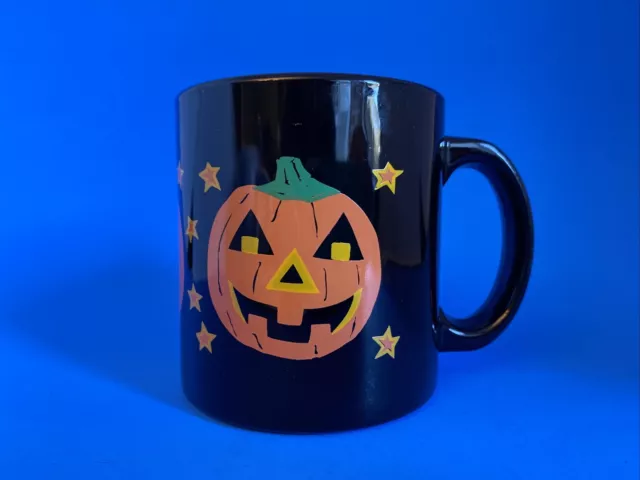 Vintage Black Halloween 8oz Mug With Orange Jack-O-lantern Made In USA