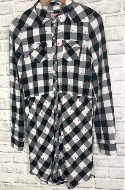 Levi's Teen Girls Extra Large XL 13-15 Shirt Dress Heart Print Printed Plaid