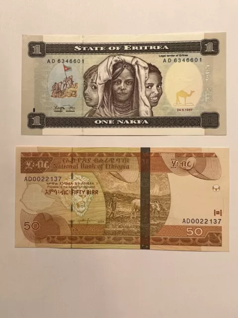 Set 2 Tickets Bank Eritrea And Ethiopia REF99268