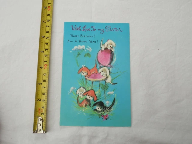 USED vintage 1960s/1970s HAPPY BIRTHDAY SISTER greeting card scrapbook