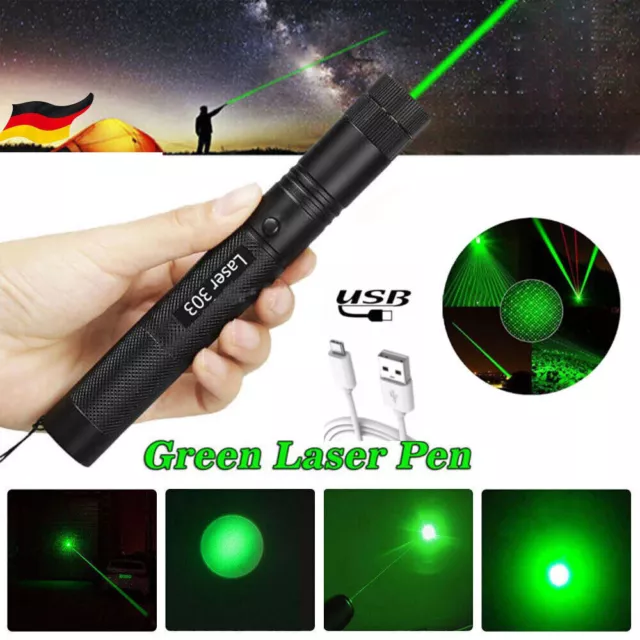 Laserpointer Grün 8000 METER Reichweite EXTREM STARK / SEHR HELL 1mW USB Akku