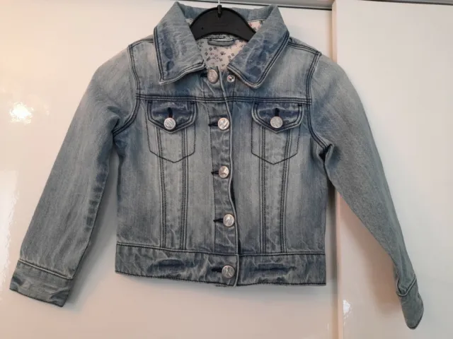 New Baby Girl Stonewash Denim Blue Jacket with Glittery Buttons Age 18-23 Months