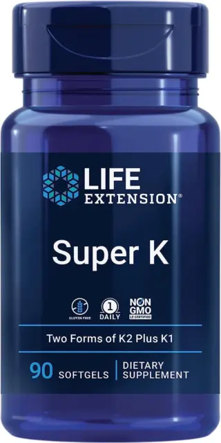 Life Extension Super K, K1 & K2 (MK-4 & MK-7) 90 Gélule OS Cardiovasculaire