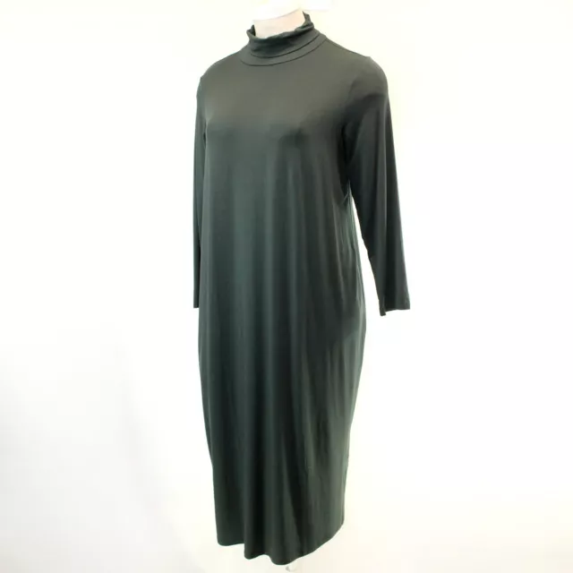 Eileen Fisher Plus Woodland Fine Jersey Turtle Neck Long Sleeve Maxi Dress 2X