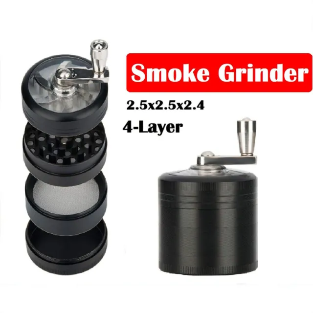 4-Layer Metal Zinc Alloy Herb Tobacco Grinder Hand Muller Smoke Crusher Spice AU