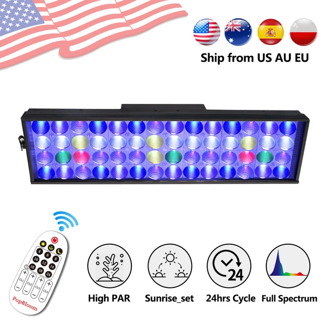 PopBloom LED Aquarium Reef Light Saltwater Fish Light Timer Marine Nano Tank LED
