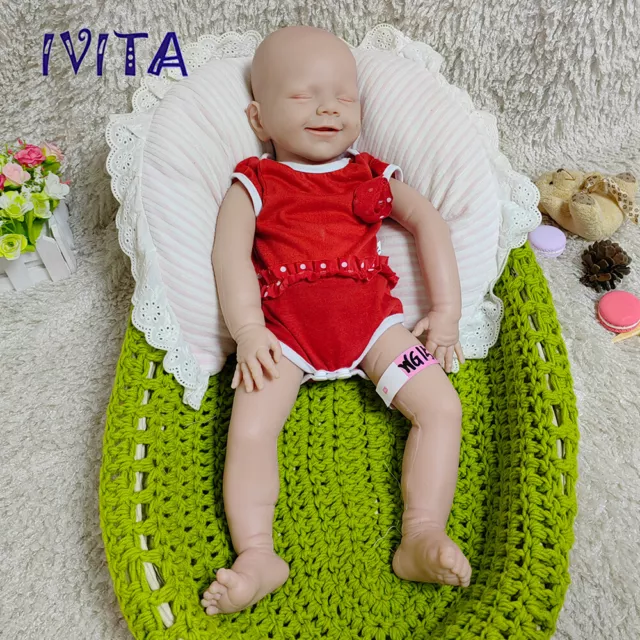 IVITA 20'' Floppy Silicone Reborn Baby Doll Newborn Eyes Closed Sleeping Girl