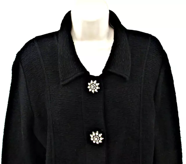 WILLOW Cotton Boucle Jewel Button Cardigan Blazer Jacket Fitted Size S 2
