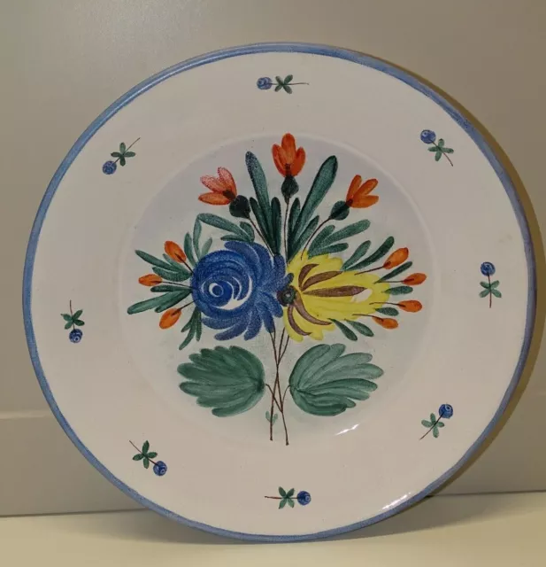 - ASSIETTE CERAMIQUE ARTISANALE XXe style XIXe BOUQUET de FLEURS COLLECTION  D